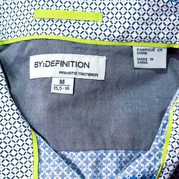 Private Member- Stylish Cotton Blue Patterned Button Down Shirt - Picture 6 of 8